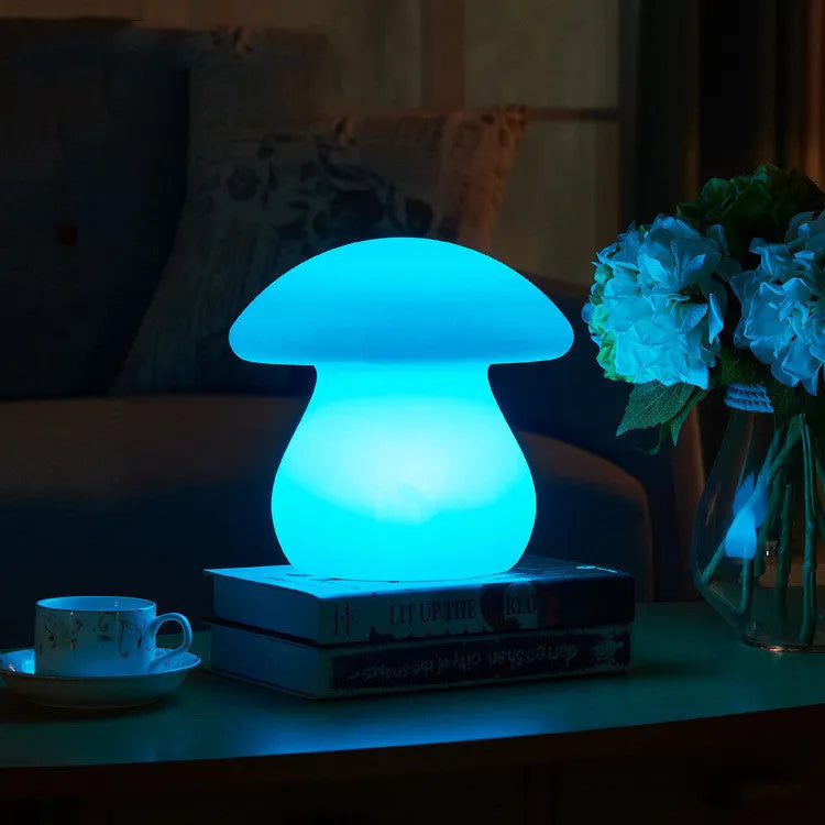 LED night light remote control rechargeable desk lamp waterproof mushroom shape plastic USB