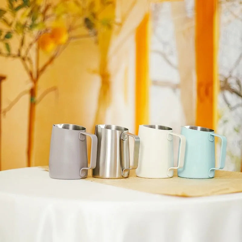 650ml coffee latte art cup with round stainless steel spout in matte gray finish