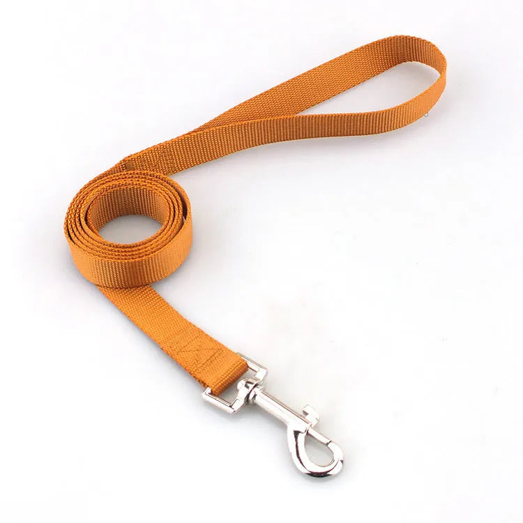 Solid colour polyester dog training rope with hand holding loop in multiple colour options