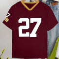 Men's loose fit cotton t-shirt with digital printed letter design in contrasting colours, short sleeve pullover style