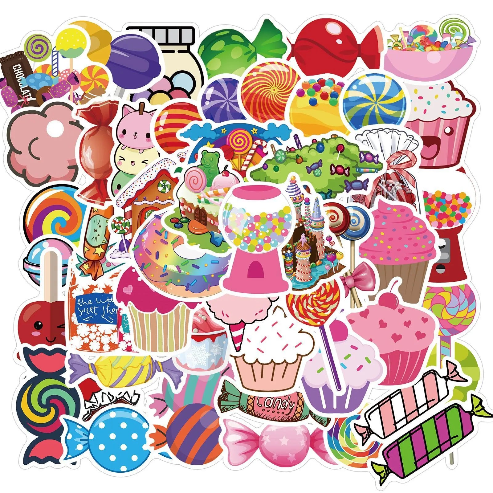 Candy series graffiti stickers colourful cartoon designs adhesive 4-6cm size