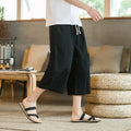 Straight cut linen summer shorts in khaki colour shown on hanger