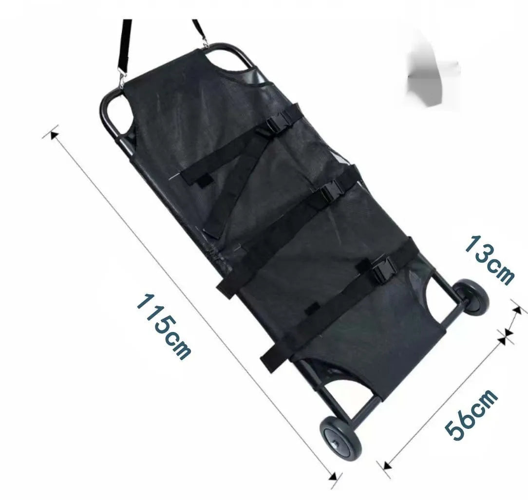 Black aluminium alloy foldable pet stretcher for large dog emergency transfer