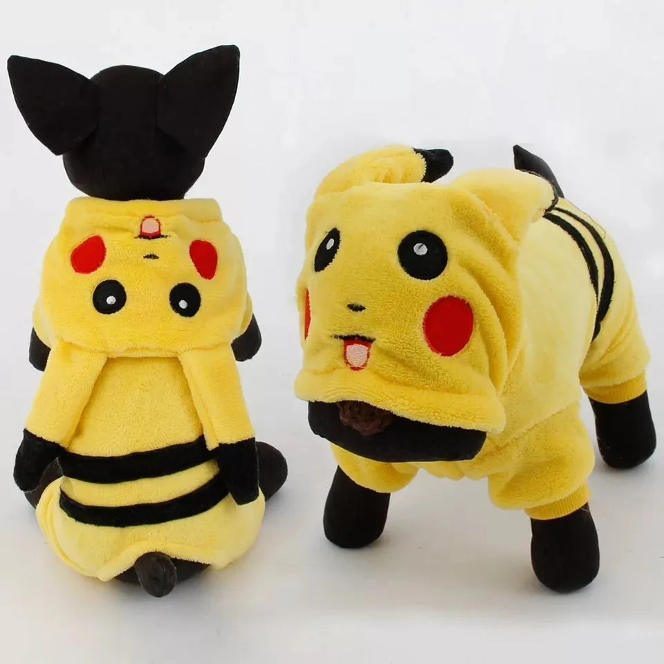 Fleece cat coat with hoodie in cartoon design for winter wear