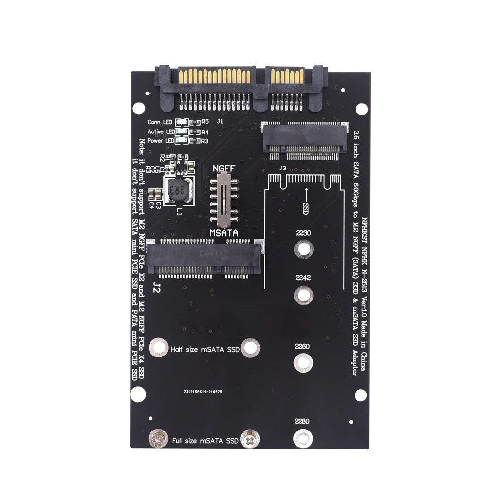 SATA3 to M.2 NGFF mSATA SSD conversion adapter card in black or blue PCB colour