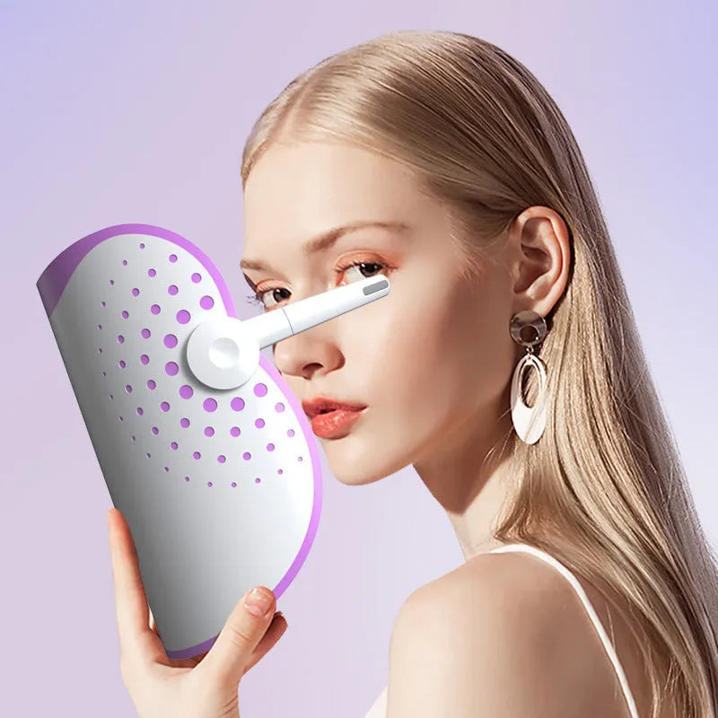 White and purple photon IPL beauty mask device on a plain background.