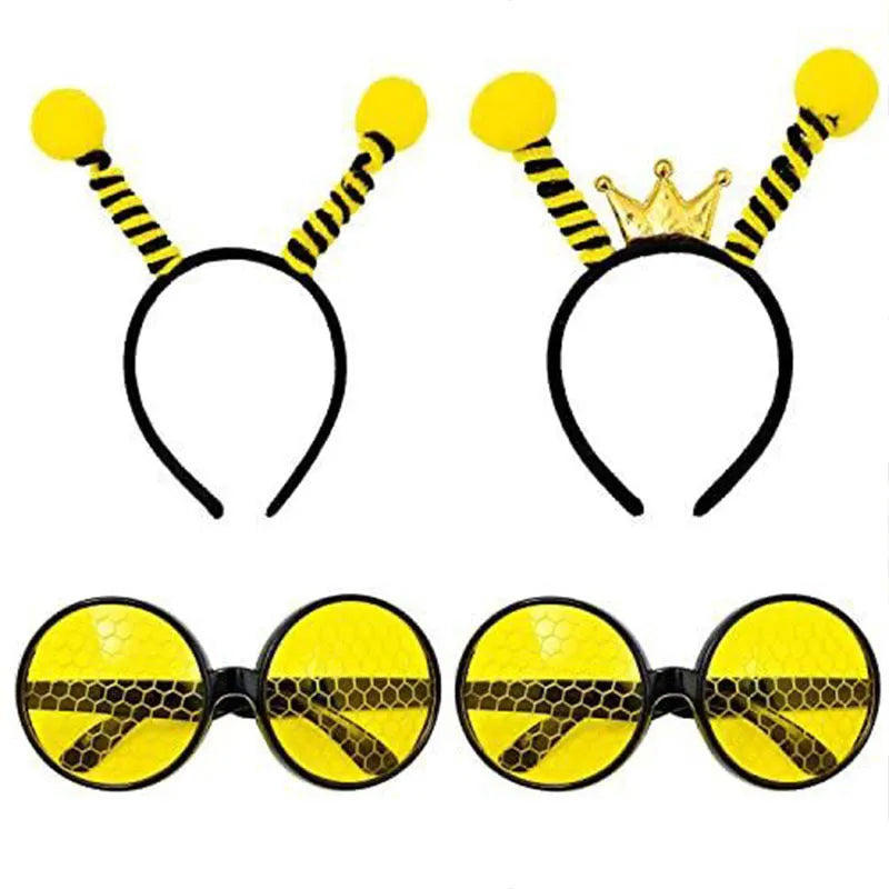 Yellow bee costume headband and glasses set for children's dress up and parties