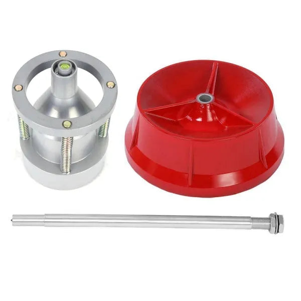 Portable hub wheel balancer with aluminium head and bull's eye level on enamel base