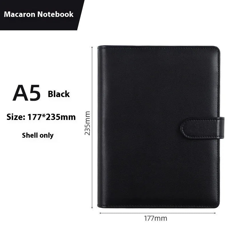 A5 PU leather notebook shell with zipper closure in solid colour options