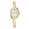 Women's oval retro quartz watch with 8mm thickness showing gold and silver colour options with spiral patterns