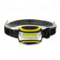Yellow plastic three-speed headlamp with COB LED for outdoor night activities