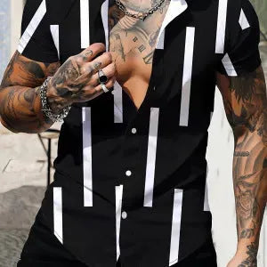 Men's slim fit short sleeve shirt with 3D printed floral pattern in multiple colour options