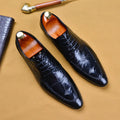 Men's black and brown leather brogues with horse bit buckle, low heel business shoes