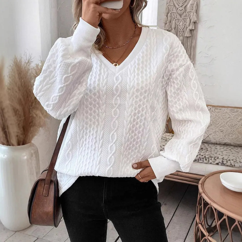 Milky white loose fit T-shirt with 3D pattern in Japanese Korean casual style