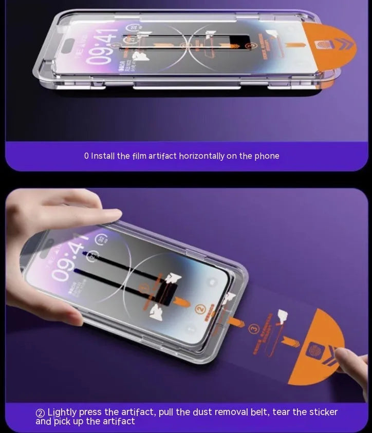Tempered glass screen protector for iPhone with dust-free listening hole net and frosted finish