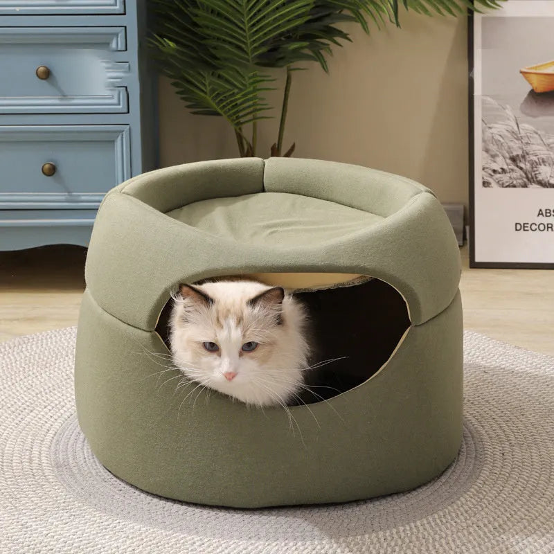 Tree hole cat litter kennel in blue, 45x33x37cm, for small dogs and cats