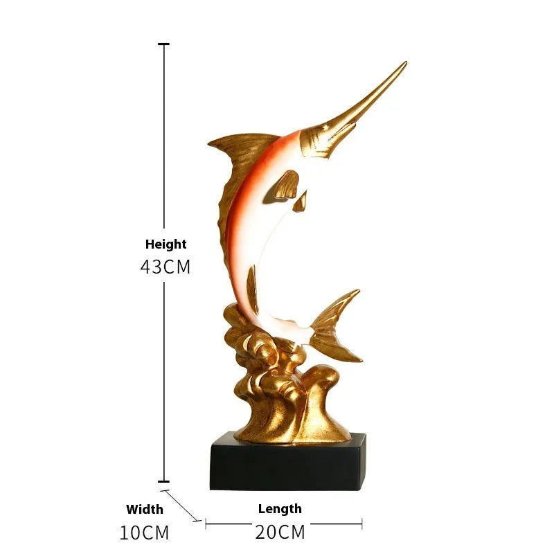European swordfish decorative ornament made of resin in a choice of four colours.