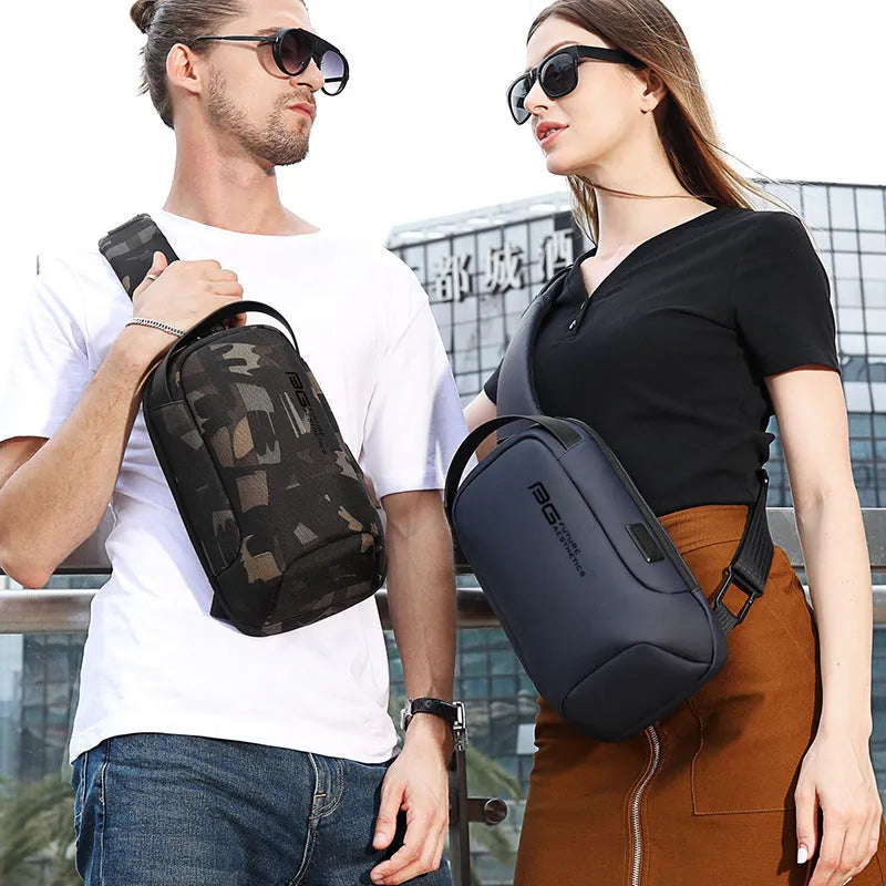 Men's oxford cloth shoulder bag with USB charging port in business travel style