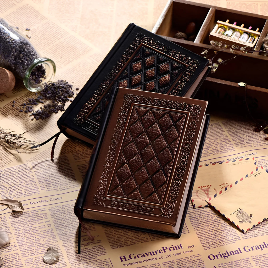 Embossed faux leather A5 notepad with three-dimensional pattern and super thick paper