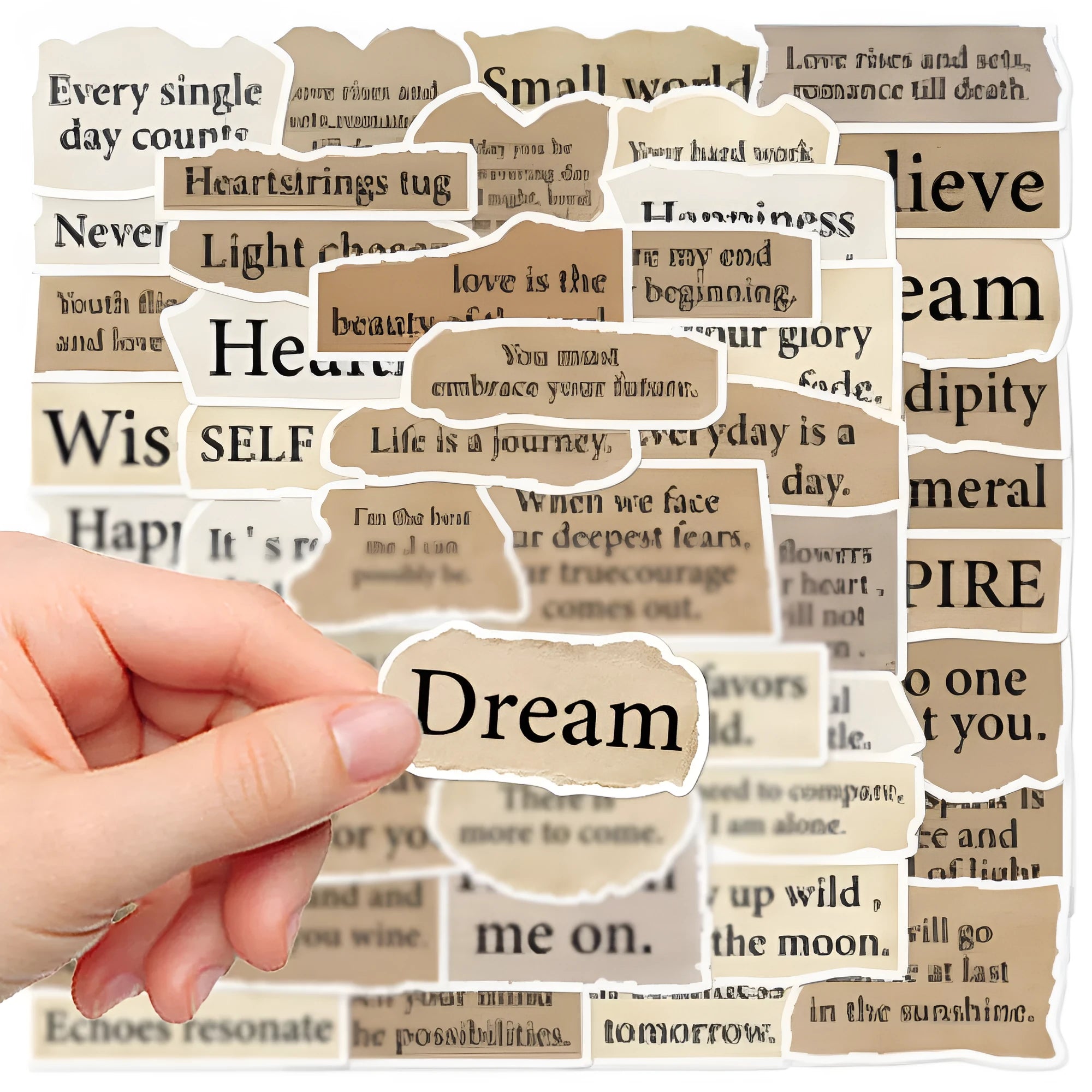 Tear English design reusable PVC adhesive stickers for laptops measuring 4-7cm
