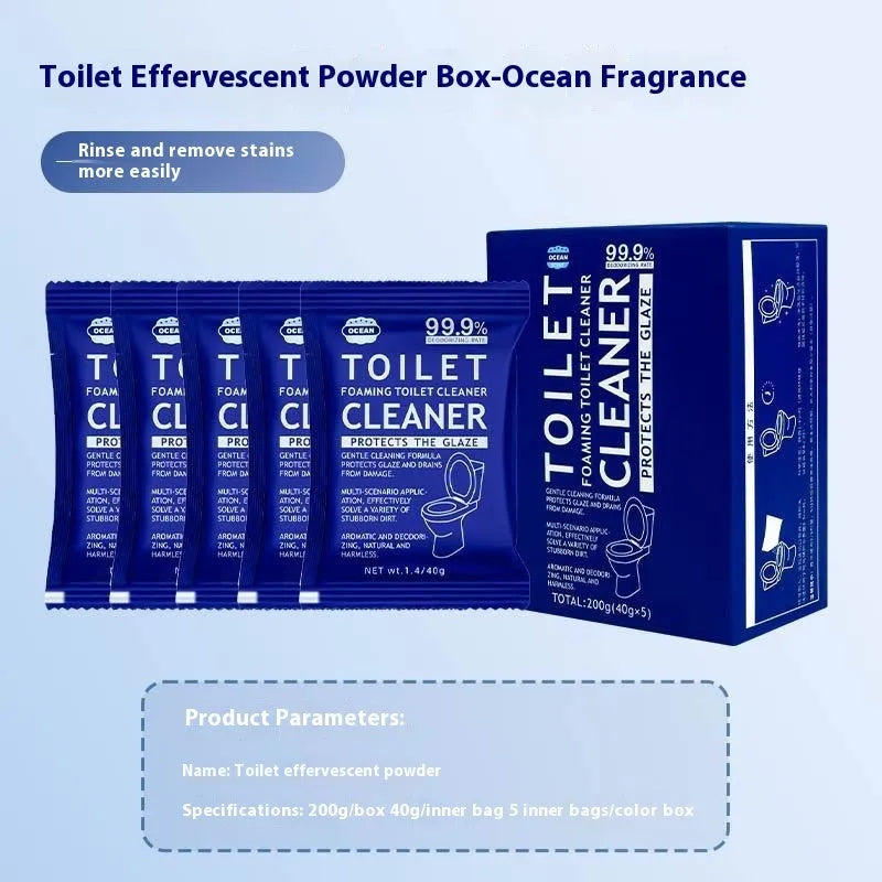 Toilet bubble powder in blue ocean or pink floral fragrance for descaling and anti-blocking