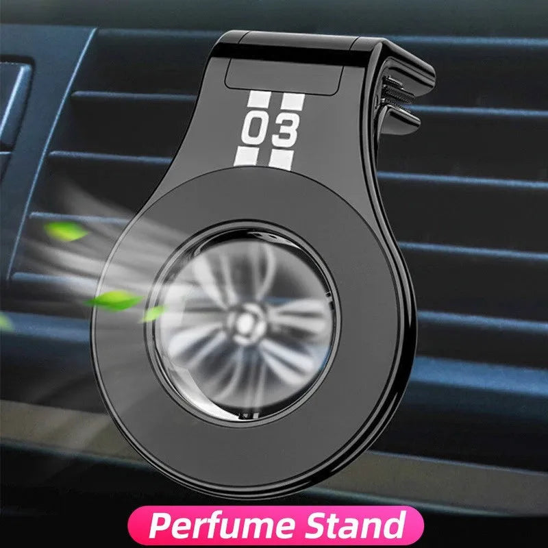 Magnetic car air vent phone holder with adjustable paddle in black colour showing smartphone attached