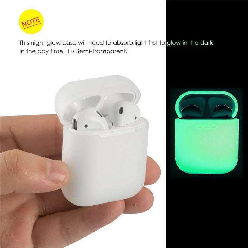 Luminous coloured silicone flip-top protective case for Apple AirPods wireless earphones