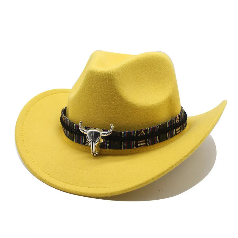 Western cowboy hat with bell crown in multiple colour options on a neutral background.