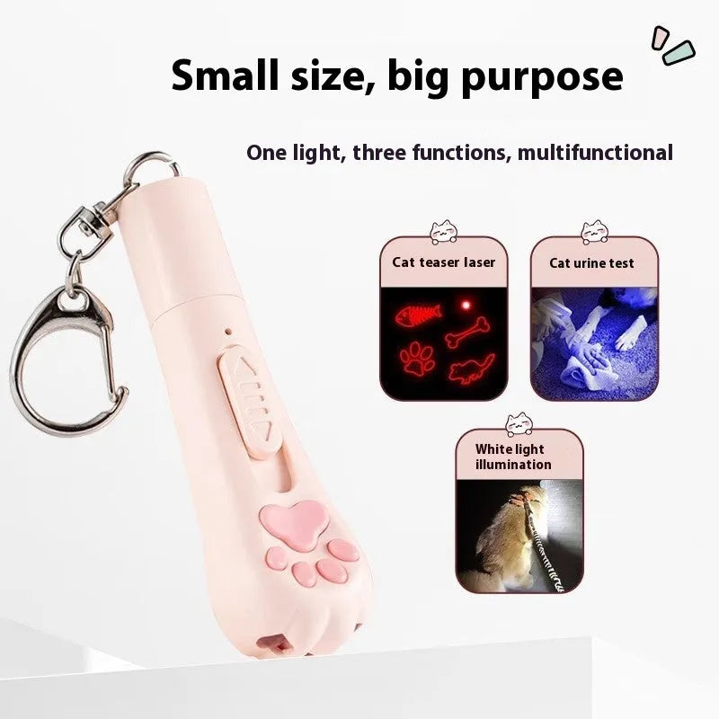 Funny cat pen light charging toy with self-hi relieving stuffy in pink, cream white, or sky blue colour options