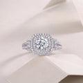1-carat moissanite wedding ring set on platinum-plated S925 silver band in gift box