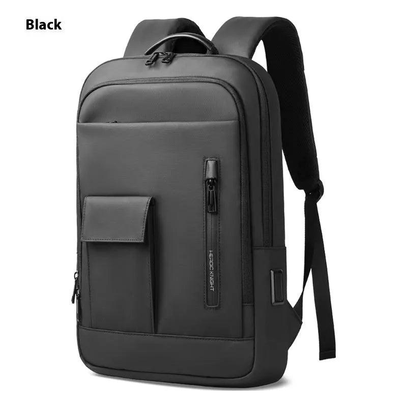 Men's lightweight Oxford cloth business backpack with slim design and visible sewing line details