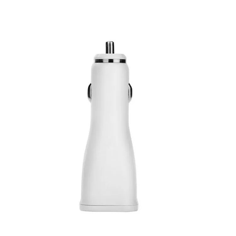 White QC2.0 single port USB car charger showing compact dimensions for vehicle installation