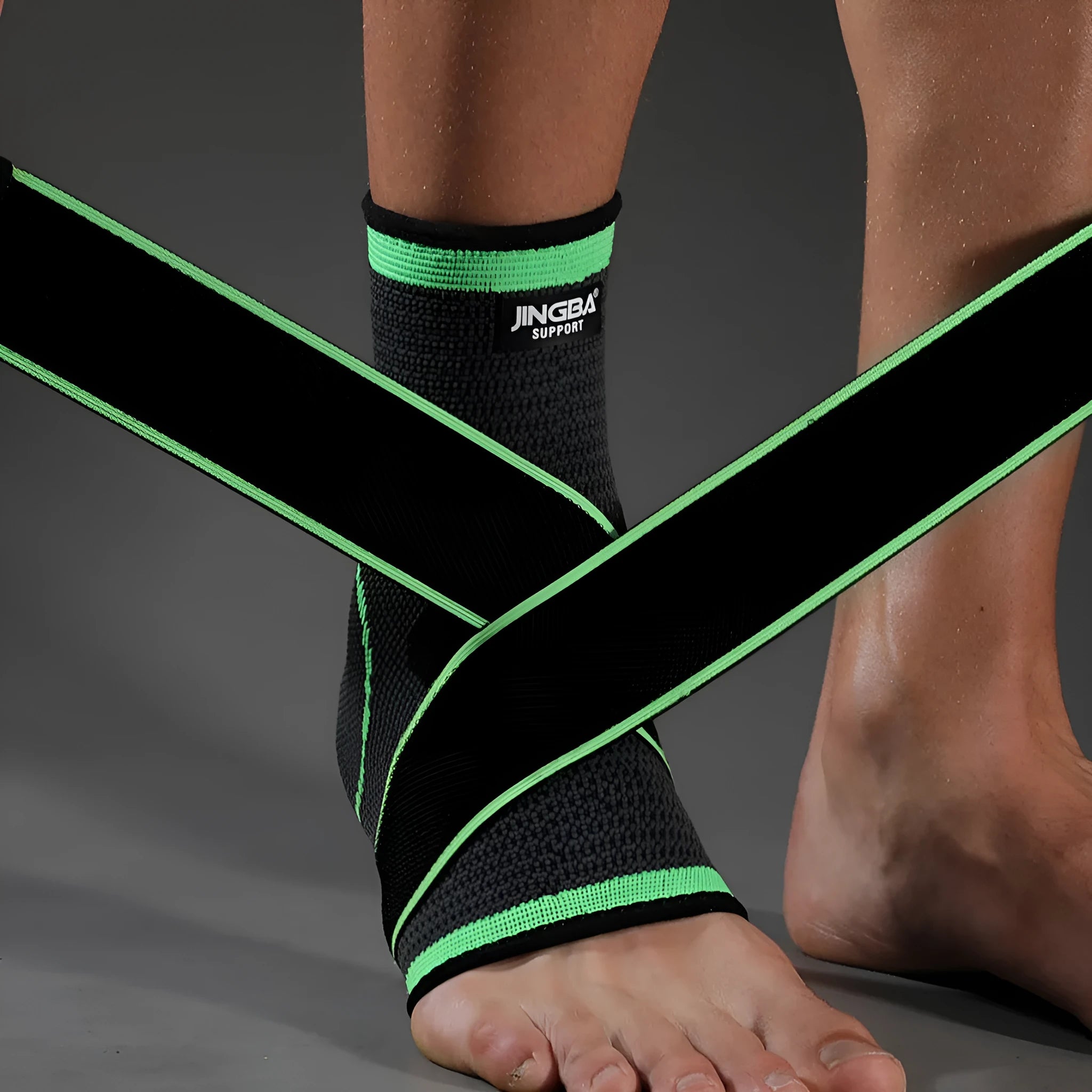 Sports ankle support in black, green, or orange colours for basketball, running, and mountaineering activities
