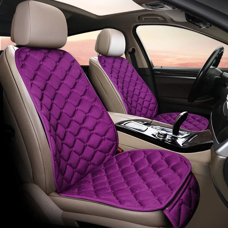 Ringer plush winter car seat cushion in coffee colour with thick cotton texture on a car seat
