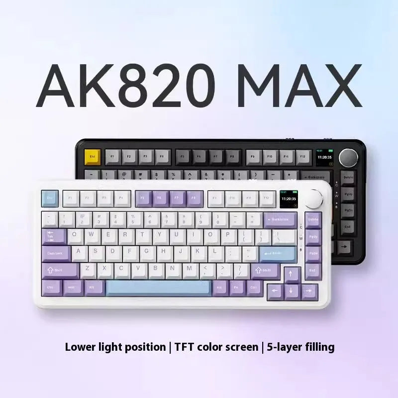 Three-mode mechanical keyboard with hot-swappable switches in black, grey and yellow colour combination