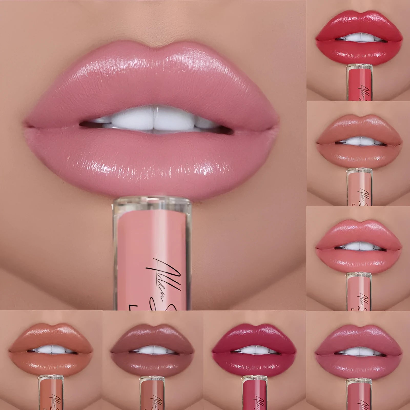 Lipstick bullet in silky cream texture showing one of twelve available mineral-based lip glaze shades.