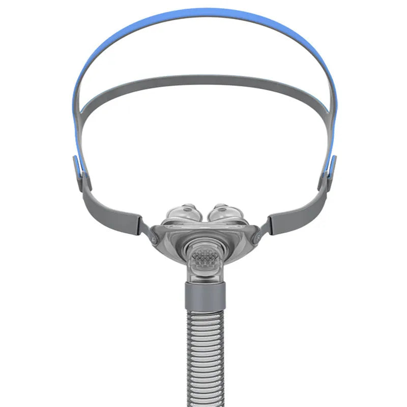 Ventilator nasal pillow mask accessories kit showing silicone cushions and a thickened headband strap