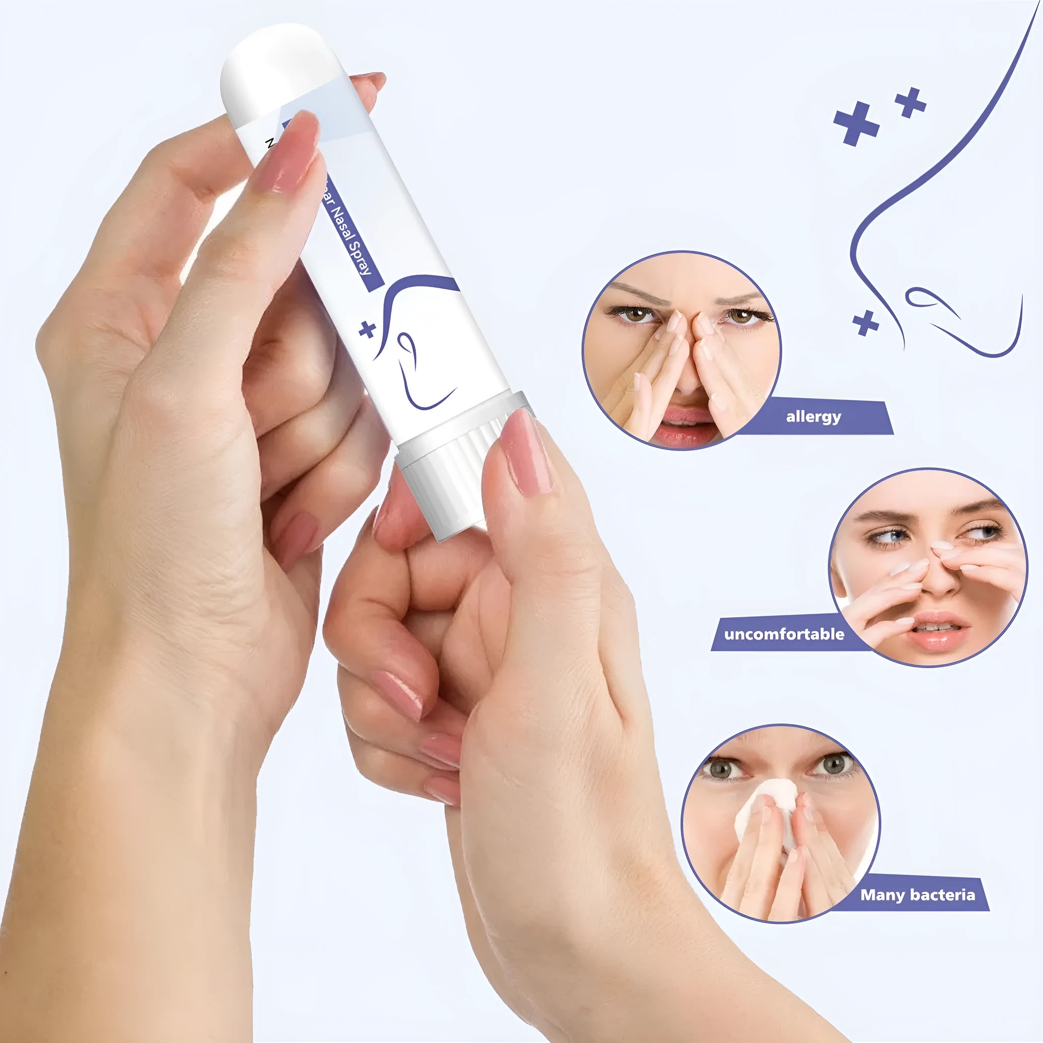 Manual nasal plunger suction device with standard nozzle for adult personal hygiene