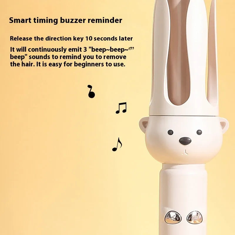 Beige anion automatic hair curler with negative ion technology and hair stick accessory for lazy curly hair styling