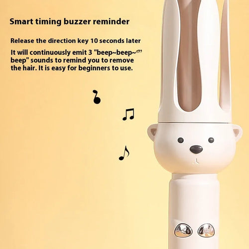 Beige anion automatic hair curler with negative ion technology and hair stick accessory for lazy curly hair styling