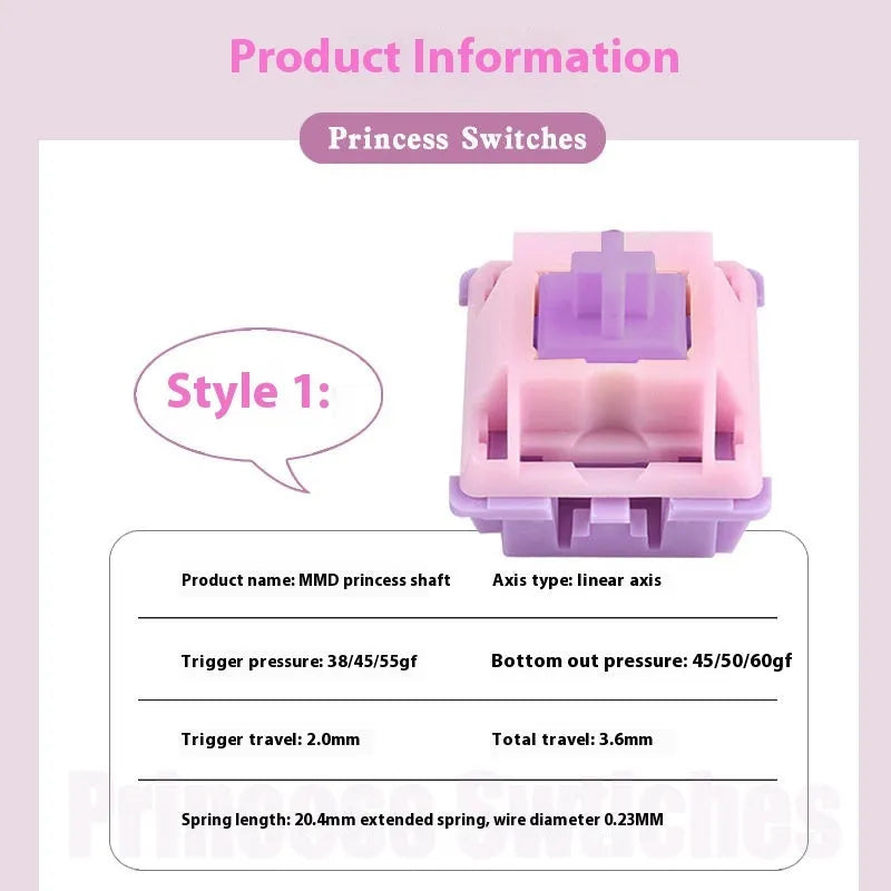 Single MMD Princess linear mechanical keyboard switch body for custom keyboard building