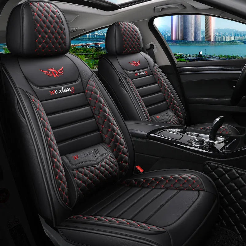 Leather car seat cushion with high elastic sponge filler in universal 65x55cm size