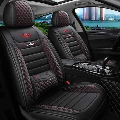 Leather car seat cushion with high elastic sponge filler in universal 65x55cm size