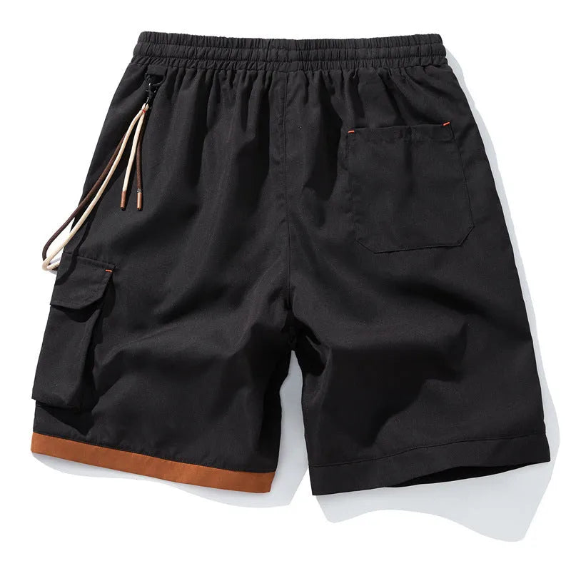 Men's plus size bamboo fibre sport shorts in loose fit with straight-leg cropped style