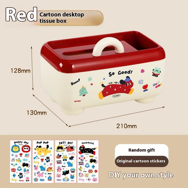 Cartoon design plastic desktop organiser with 2L capacity storage box and grid pattern for stationery organisation