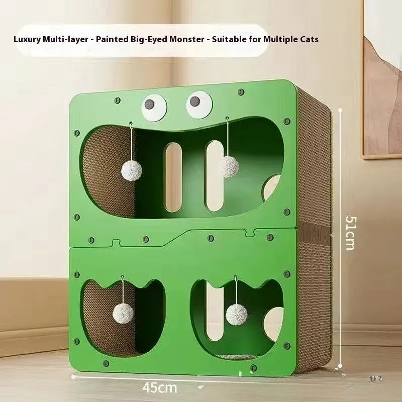 Double layer cat scratching board and nest bed in a choice of cute styles including owl and cat head designs.