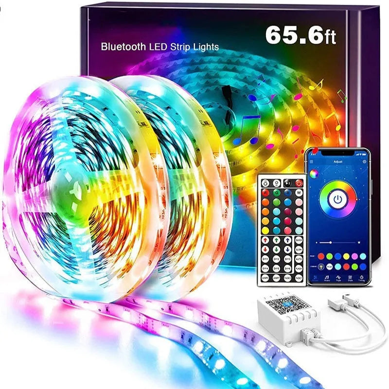 12V Bluetooth LED light strip with 44-key remote control and waterproof IP65 epoxy resin coating option