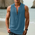 Men's sleeveless cotton linen shirt in mint green colour showing front design