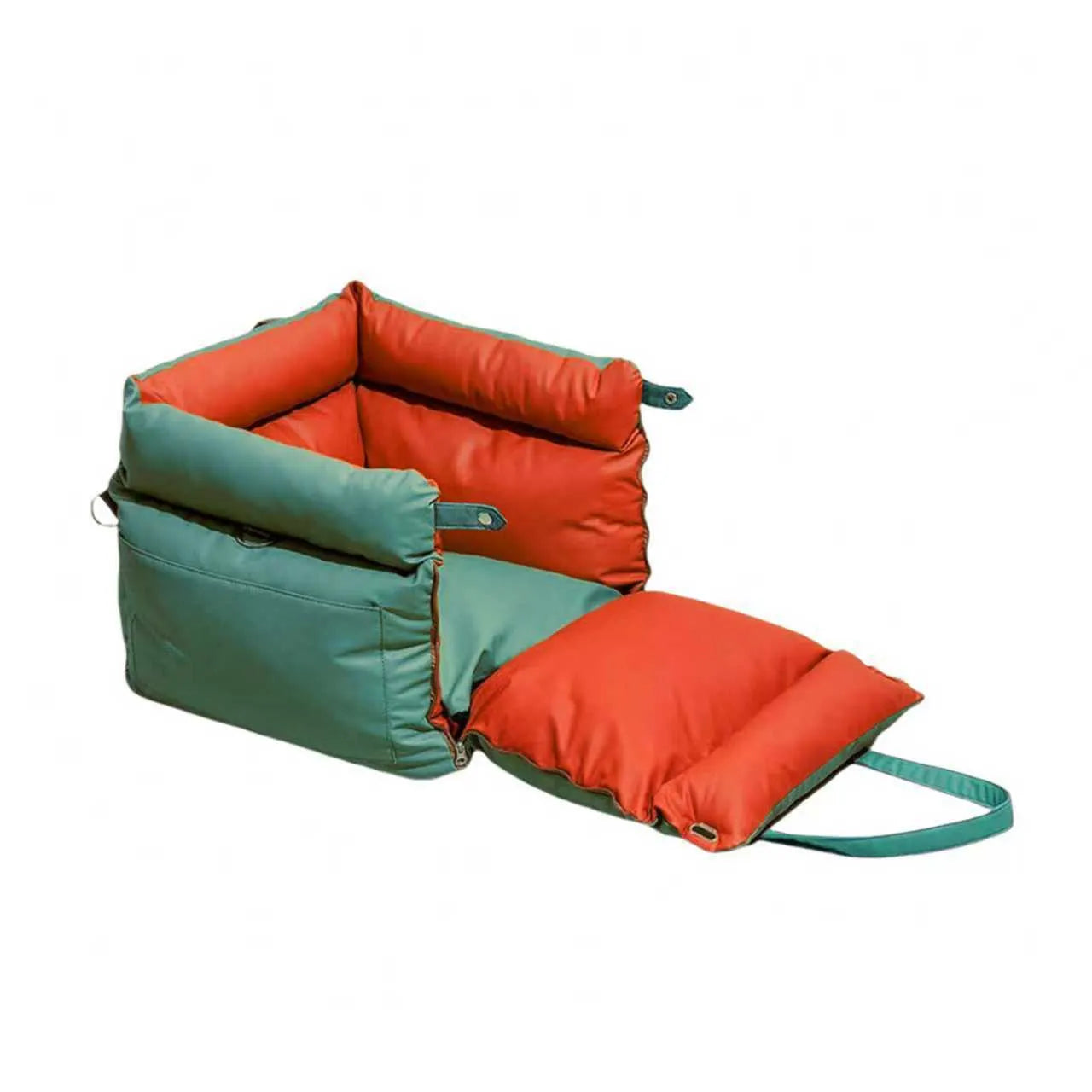 Green waterproof PU leather pet car nest bed with removable washable cover, 55x50x45cm size