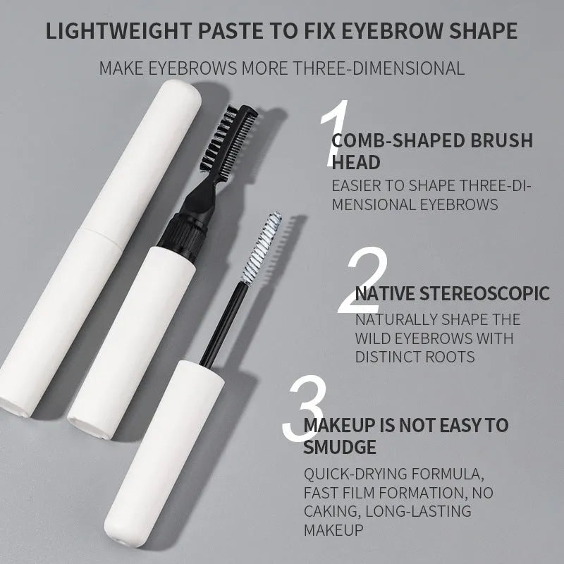 Eyebrow shaping glue and brush set for natural wild brows in white or pink packaging
